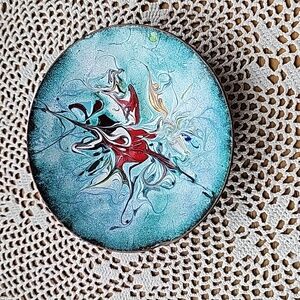 4" Copper and Enamel Trinket Dish MCM Vintage
